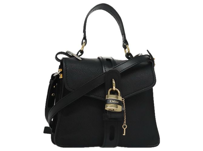 Chloé Bolsa Chloe Small Day Abbey em couro 2way preta Auth yk16365AV Preto