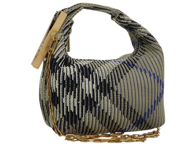 Bolsa de mão mini Peg Duffle com corrente Burberry cinza Auth 107507SV Marrom