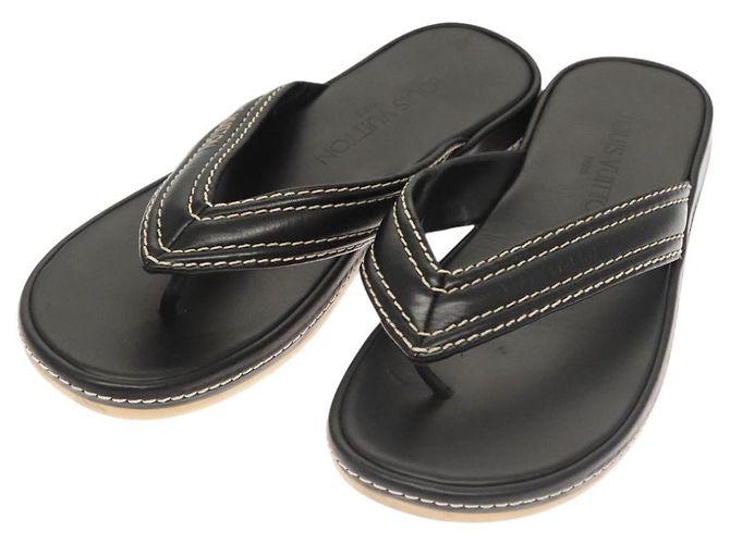 Sandali in pelle neri LOUIS VUITTON LV Auth bs25039 Nero
