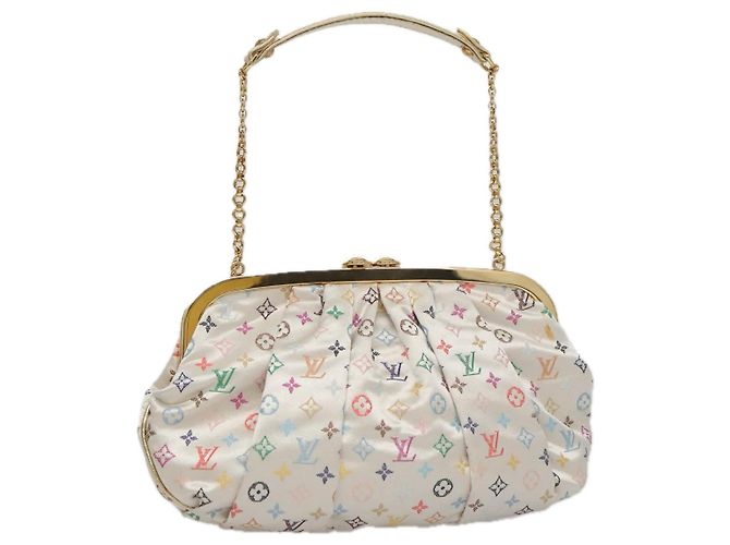LOUIS VUITTON Multicolor Satin Omoniere Tasche Weiß M92060 LV Auth 104388SV