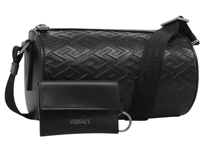 VERSACE Shoulder Bag Leather Black Auth 114763