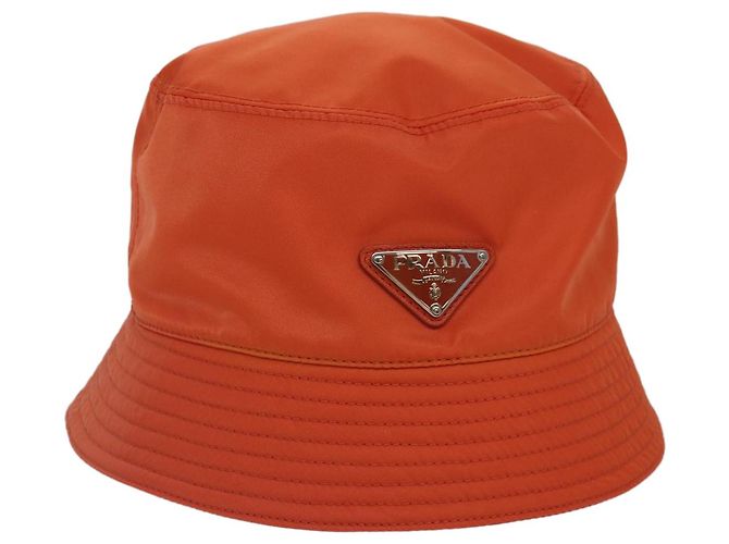 PRADA Bucket Hat Nylon L Orange Auth 88334V