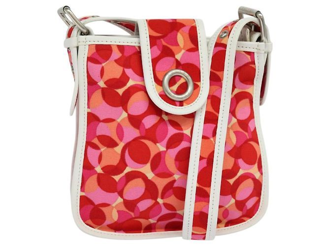 Céline Bolso de Hombro de Lona Roja Auth 112849V
