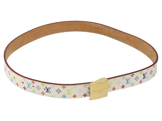 LOUIS VUITTON Monogramm Multicolor Quadratgürtel Weiß M9270U Auth EC172V