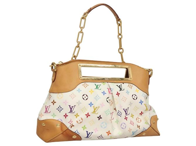LOUIS VUITTON Schultertasche Judy GM Monogramm Multicolor Weiß M40253 Auth BD1463V