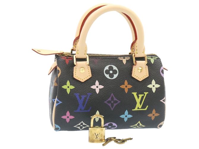 LOUIS VUITTON Monogram Multicolor Mini Speedy Handtasche Schwarz M92644 Auth 26986SM