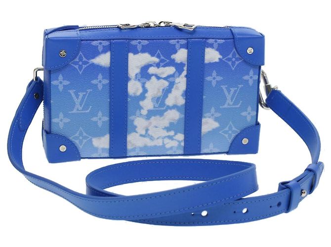 LOUIS VUITTON Monogram Clouds Soft Trunk Wallet Bolsa de Ombro M45432 Auth 43567S Branco Azul claro