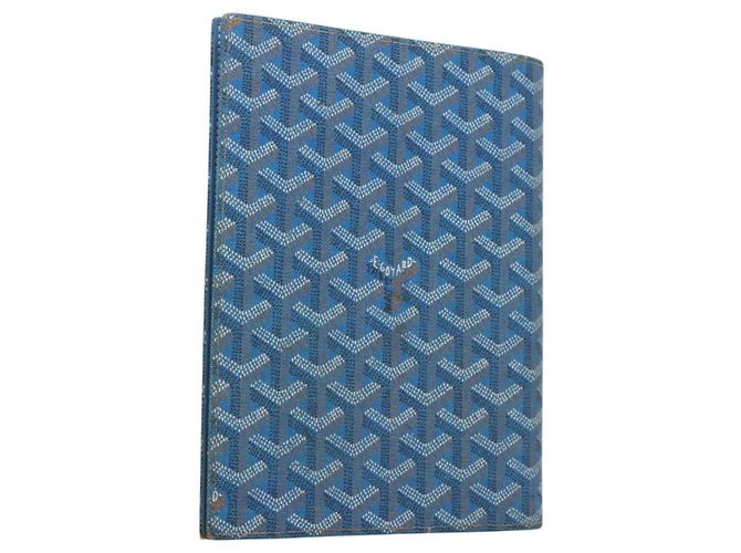 GOYARD Housse de Note en Herringbone PVC Cuir Bleu Auth 124792