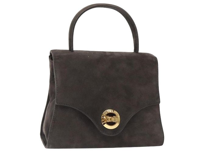 Sac à main GIVENCHY en daim gris et or Auth bs27976 Marron Doré