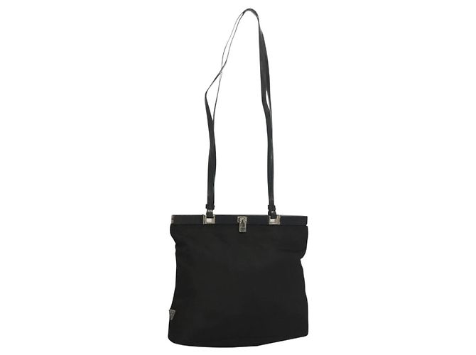 Borsa a Spalla PRADA Nylon Nero Argento Autentica 130183