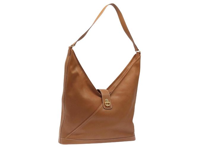 Hermès HERMES Bolsa de Ombro Duska Couro Marrom Ouro Auth bs25701 Dourado