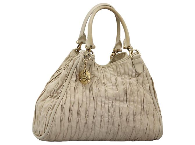 BALLY Tote Bag Leder Beige Gold Auth am8137 Golden