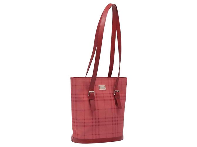 Borsa a Spalla Nova Check Burberry Canvas Rossa Auth 121545 Rosso
