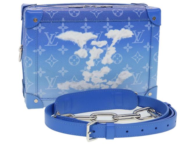 LOUIS VUITTON Borsa a Spalla Soft Trunk Monogram Clouds Blu M45430 LV Auth 42826SM Bianco