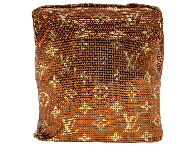 LOUIS VUITTON Bolsa de Hombro Frances de Malla Monogram Sequin M92287 LV Auth 44524SM Bronce