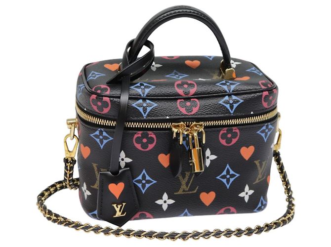 LOUIS VUITTON Monogram Game On Vanity PM Borsa a Mano Nera M57482 LV Auth 89082SM Nero