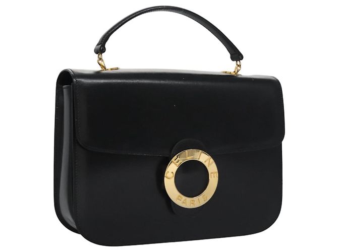 Céline Borsa a mano CELINE in pelle nera e oro Auth BD058V Nero D'oro
