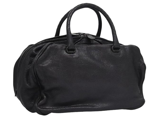 Autre Marque BOLSA DE COURO DE CABRA BOTTEGA VENETA PRETA Auth mr1050V Preto
