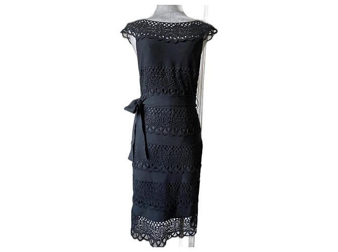 Vestido Dior de crochê de renda preto