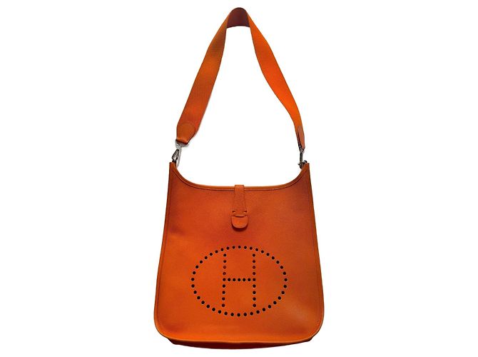 Bolsa de mão Hermès Evelyne 31 Laranja de couro
