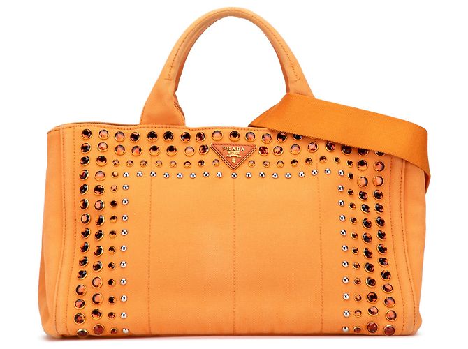 Sac à main Bijoux en toile Canapa orange de Prada
