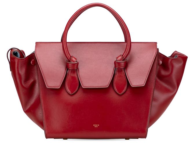Céline Celine Red Small Leather Tie Tote