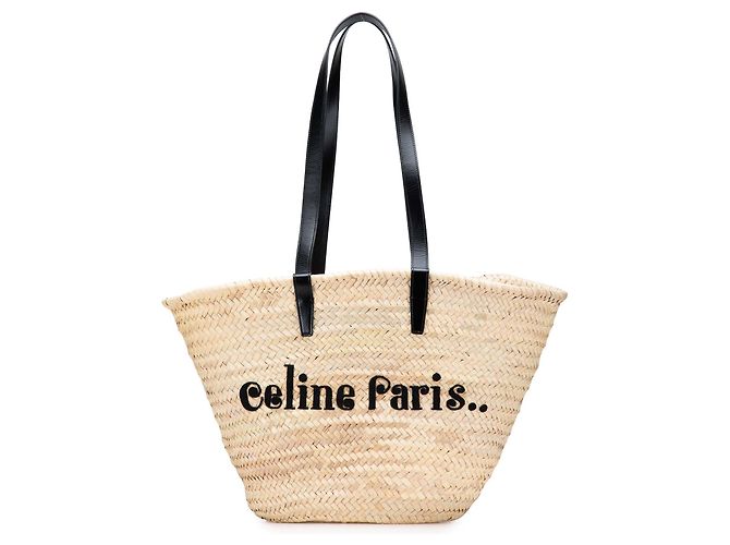 Céline Celine Panier Tote Classic in Raffia Beige