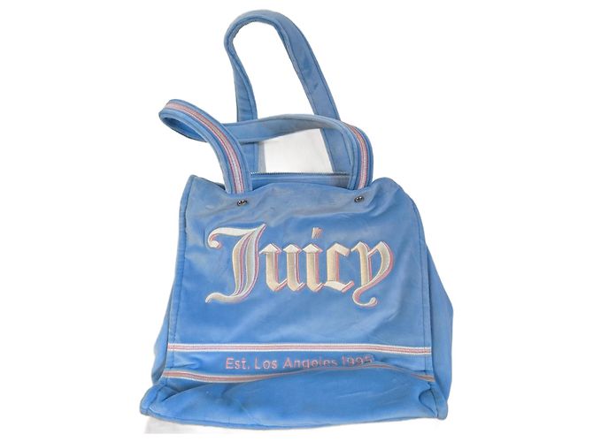 Juicy Couture Iris Velvet L Shopper Polyester Light Blue Pink