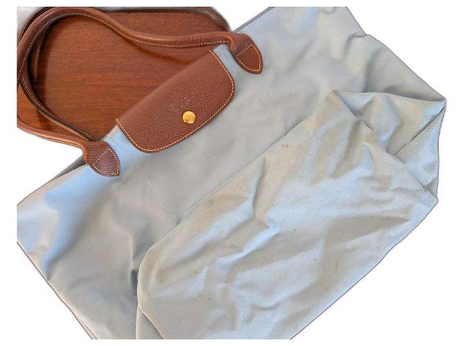 Pliage Longchamp Blue Leather and Polyamide Tote Bag