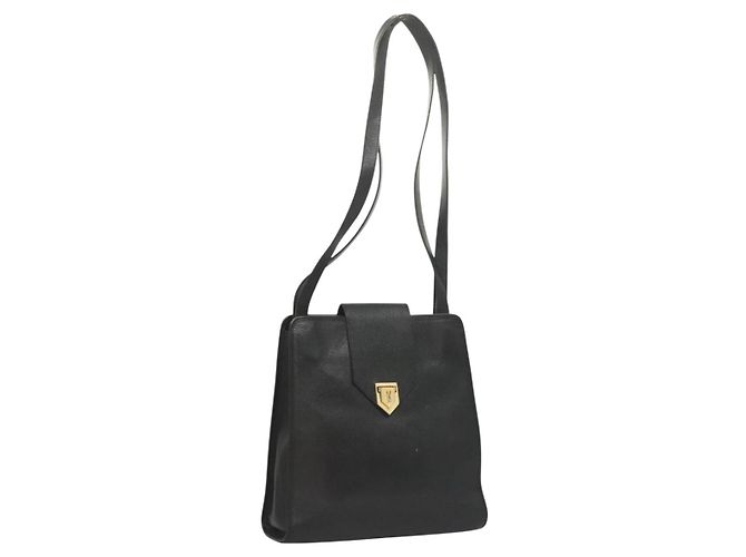 SAINT LAURENT Borsa a Spalla Pelle Nera Oro Auth 132147 Nero D'oro