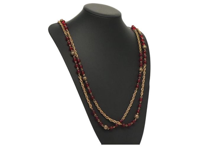 Collar de metal CHANEL COCO Mark dorado CC Auth BA2608