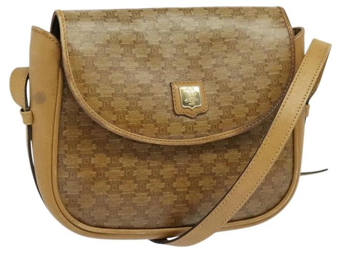 Céline Borsa a Spalla in Tela Macadam CELINE Beige Oro Auth bs27831 D'oro