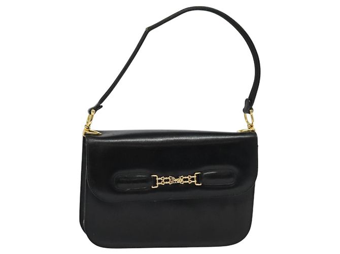 Céline Borsa a Spalla CELINE in Pelle Nera Oro Auth 131641 Nero D'oro
