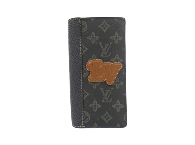 Louis Vuitton Monogram Record Portefeuille Brazza Wallet Dark green Cloth  ref.2377359