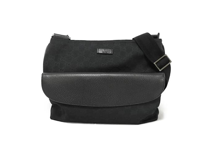 Gucci GG Canvas Shoulder Bag Black Leather Cloth  ref.2377712