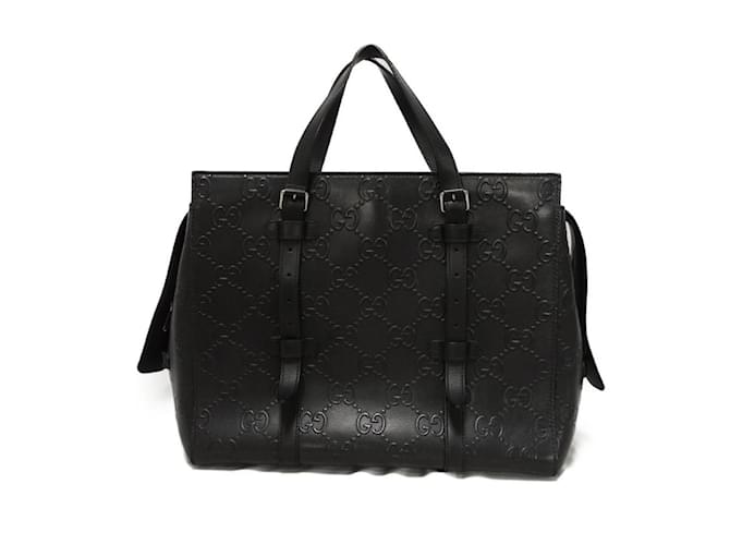 Gucci GG Embossed Punching Tote Bag Black Leather  ref.2377713