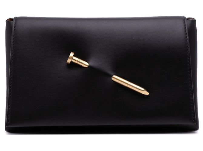 Off White Clutch de Cuero Negro Off-White