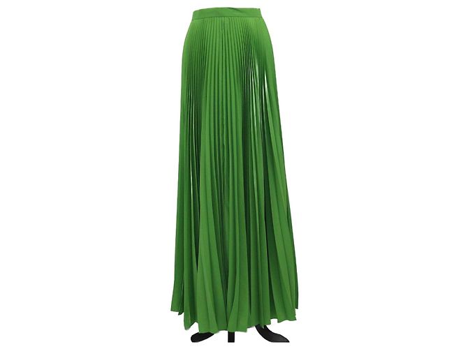 Falda maxi plisada de crepé de chine verde Prada