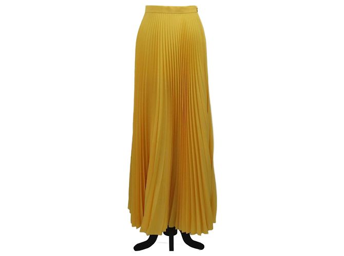 Prada Gelbe Plissee Crepe de Chine Maxi-Rock