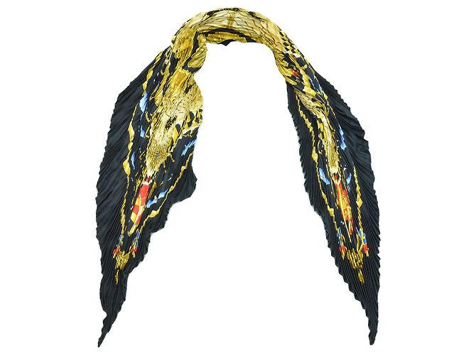 Hermès Sciarpa Serenite stampata gialla/blu 90 Giallo