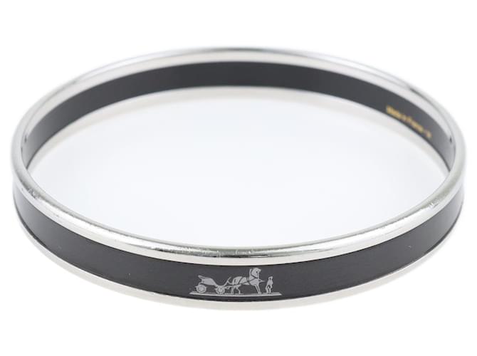 Hermès Bracelet jonc en émail noir plaqué palladium 