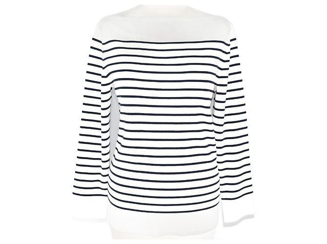 Loro Piana Gestreifter Sweatshirt Weiß/Navy Marineblau