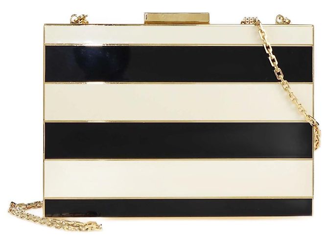 Valentino Schwarz/Elfenbein Emaille Clutch Tasche Roh