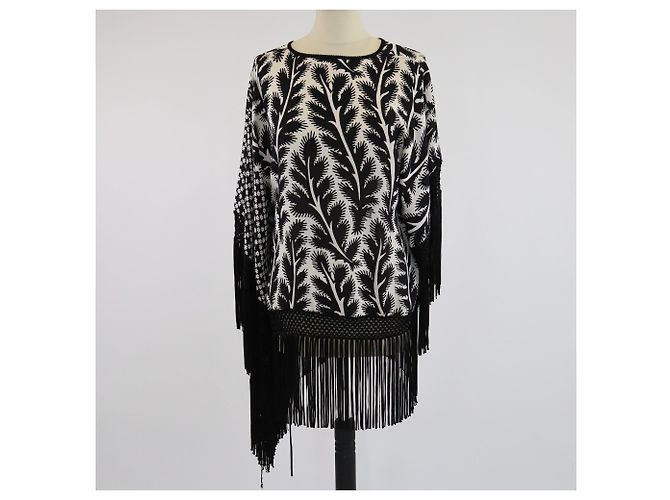 Top Fridge con Frange Stampata Nero/Bianco Andrew Gn