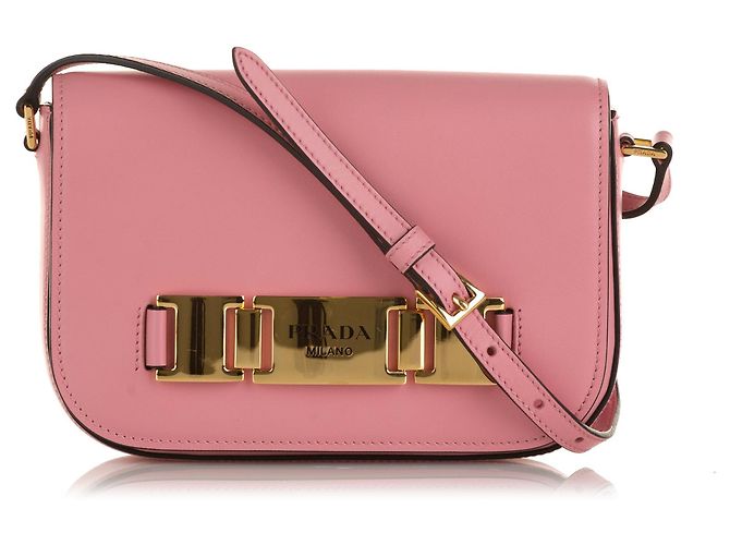 Bolsa transversal Prada City em couro de bezerro rosa