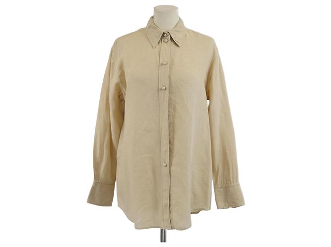 Chloé Camicia a maniche lunghe con bottoni in perla marrone chiaro Chloe