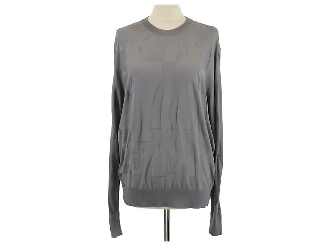 Hermès Hermes Ash Grey Patterned Knitted Sweater