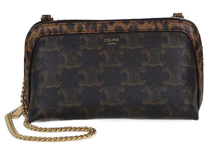 Céline Celine Mini Clutch a Catena Triomphe Nero/Marrone