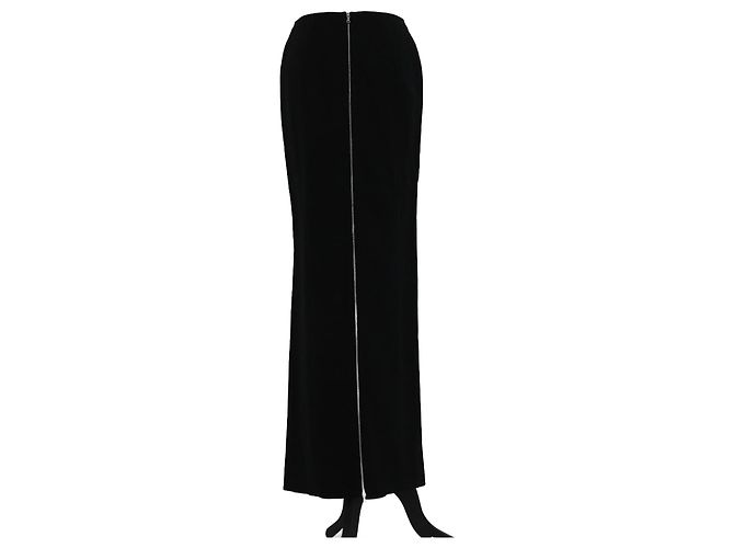 Thierry Mugler Mugler Black Zip Front Maxi Skirt