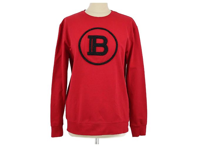 Rotes B Logo Besticktes Sweatshirt von Balmain